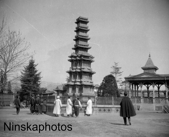 Pagoda in Seoul - Korea - South Korea - 1925 - Fine Art Antique Photo Print - BNW - Vintage Photo - Photography