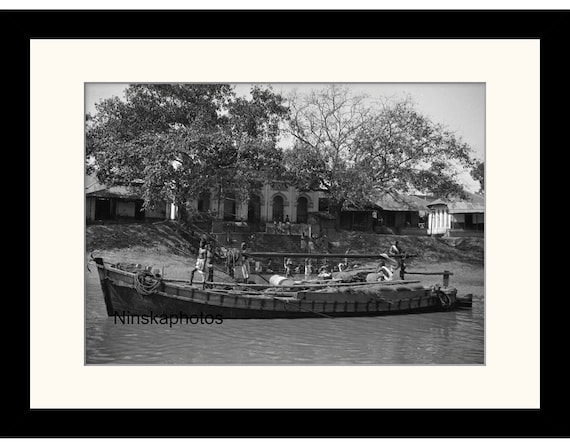 A Boat on the Ganges, Calcutta (Kolkata) India Vintage Photo Reproduction by James Dearden Holmes - Historical Photography