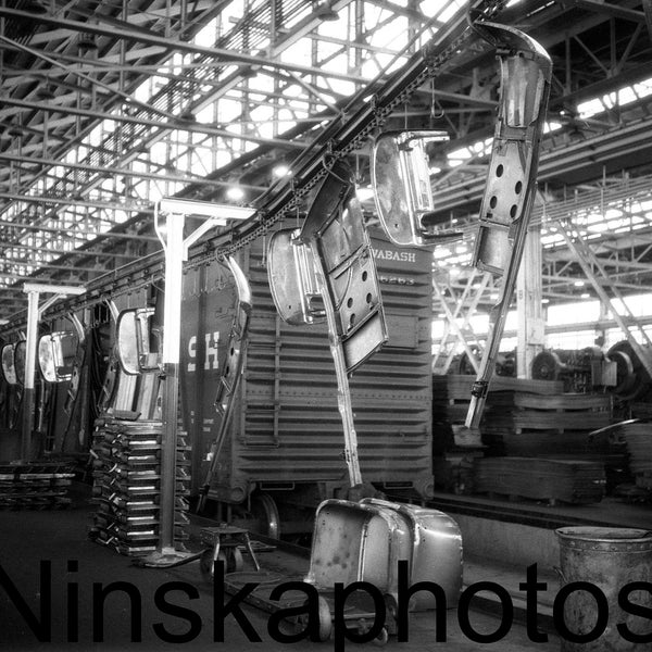 Ford Factory Assembly Line, Pressed Steel Conveyor, Fordson Plant, Detroit, Michigan, United States, 1920s antique photo reprint