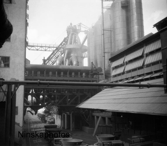 1926 Ford Factory, Fordson Plant - Blast Furnaces, Detroit, Michigan by James Dearden Holmes Antique Photo Reprint, Automobile