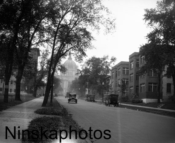Summit Avenue, St Paul, Minnesota, 1926 by James Dearden Holmes, United States, 1920s antique photo reprint, MN, Vintage Photo, Street Scene
