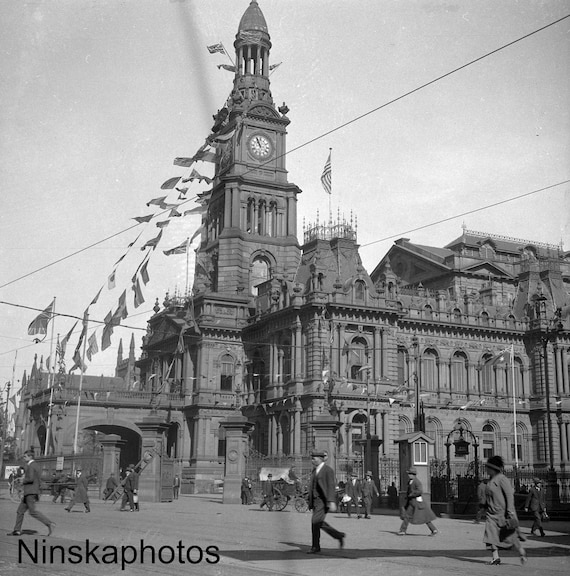 Town Hall, Sydney, Australia by J. Dearden Holmes, 1920s antique photo reprint, Vintage Photography