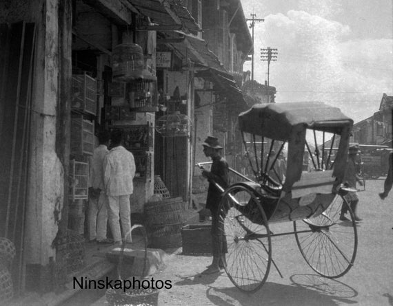 Rochore Road, Singapore - Vintage Photo Reproduction by James Dearden Holmes - Historical Photo - Rickshaw - Street Scene