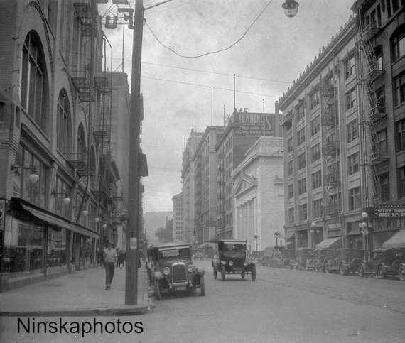 Portland, Oregon - 3rd Street? Street Scene - United States 1926 - Fine Art Antique Photo Print - Vintage Photo - 6228