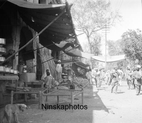 Street Scene in Amritsar, Punjab by J. Dearden Holmes, 1920s antique photo reprint, India,