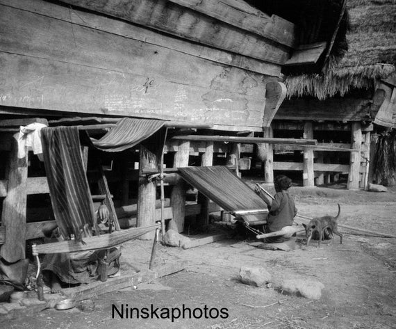 Batak Weaving - Local Women in a Village near Lake Toba - Sumatra, Indonesia - 1925 - Fine Art Antique Photo Print - Vintage Photo