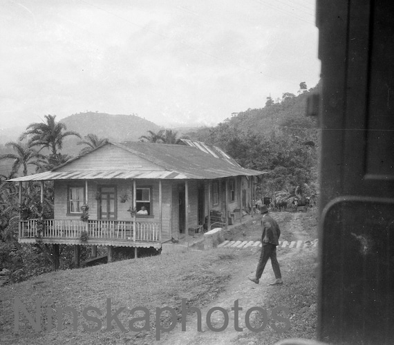 1920s Costa Rica, Village Scene en route to Port Limon by J. Dearden Holmes, 1920s antique photo reprint, Vintage Photography