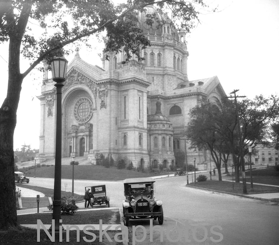 Cathedral of St Paul, St Paul, Minnesota, United States, 1920s antique photo reprint