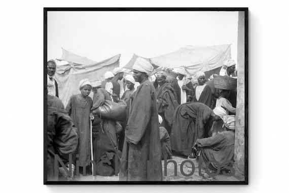 1920s Egypt, Market Scene in Luxor, Egypt by J. Dearden Holmes, 1920s antique photo reprint, Street Photography