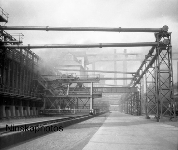 1926 Ford Factory, Fordson Plant - Coke Ovens, Detroit, Michigan by James Dearden Holmes Antique Photo Reprint, Automobile