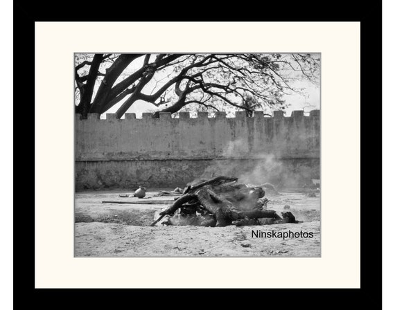 Burning Ghat near Kalighat Temple, Calcutta (Kolkata) India Vintage Photo Reproduction by James Dearden Holmes - Historical Photography
