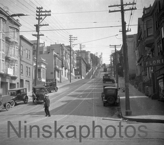 San Francisco 1920s Street Scene, United States, 1920s antique photo reprint - Wall Decor - Local History - Home Decor