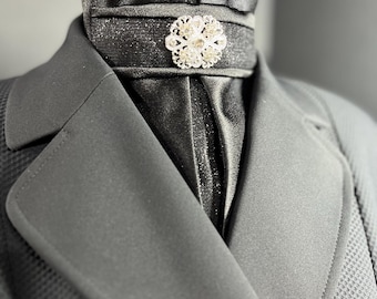 Black Star Dust Dressage Stock Tie Euro Pleat