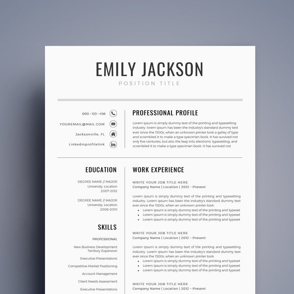 Resume Template / CV Template for MS Word | BEST Selling Resume Templates | Professional and Creative Design | Instant Download