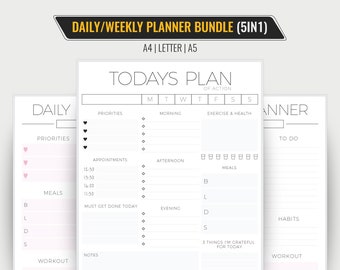 Daily Planner Printable, To Do List, Personal Day Planner, Daily Agenda, Daily Planner & Organizer, Daily Schedule, Printable Planner PDF