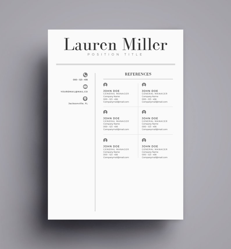 Resume Template / CV Template for Word Cover Letter Two ...