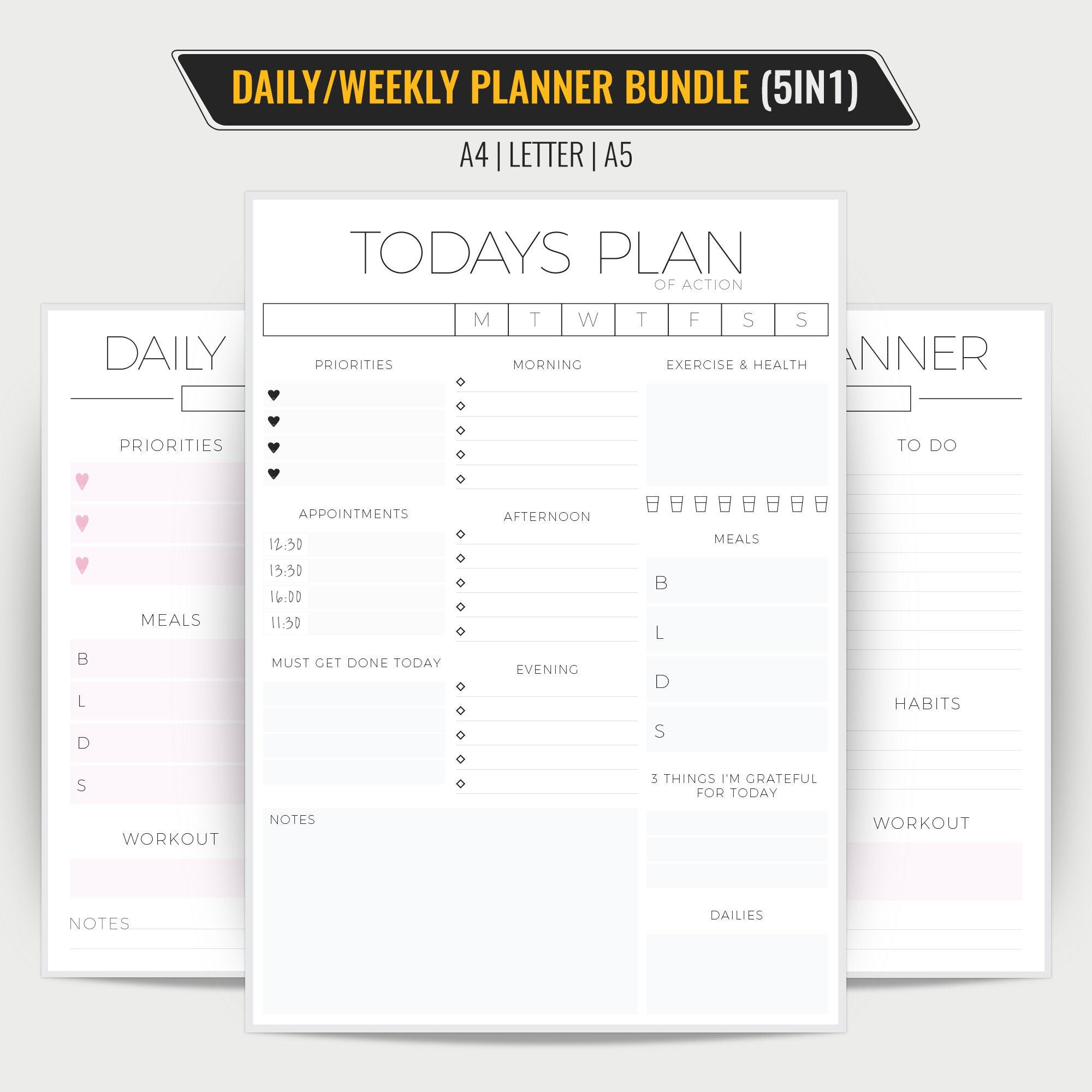 Daily Planner Printable, to Do List, Personal Day Planner, Daily Agenda