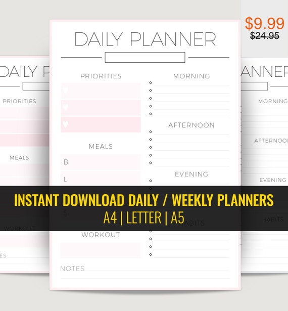 daily planner daily printable planner to do list personal day planner daily agenda daily organizer daily schedule printable planner personal daily planner