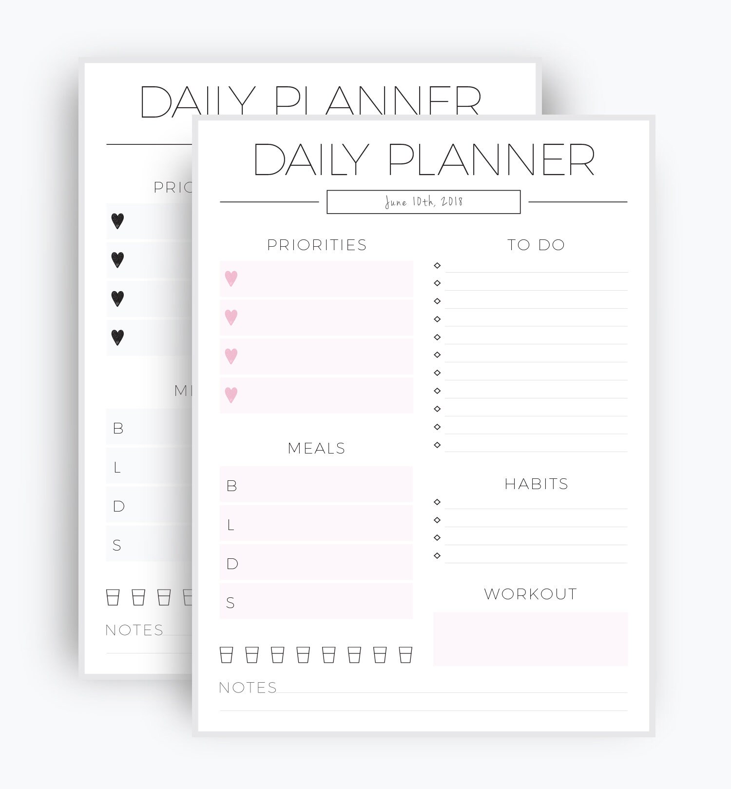 Printable Daily Planner to Do List Personal Day Planner Etsy