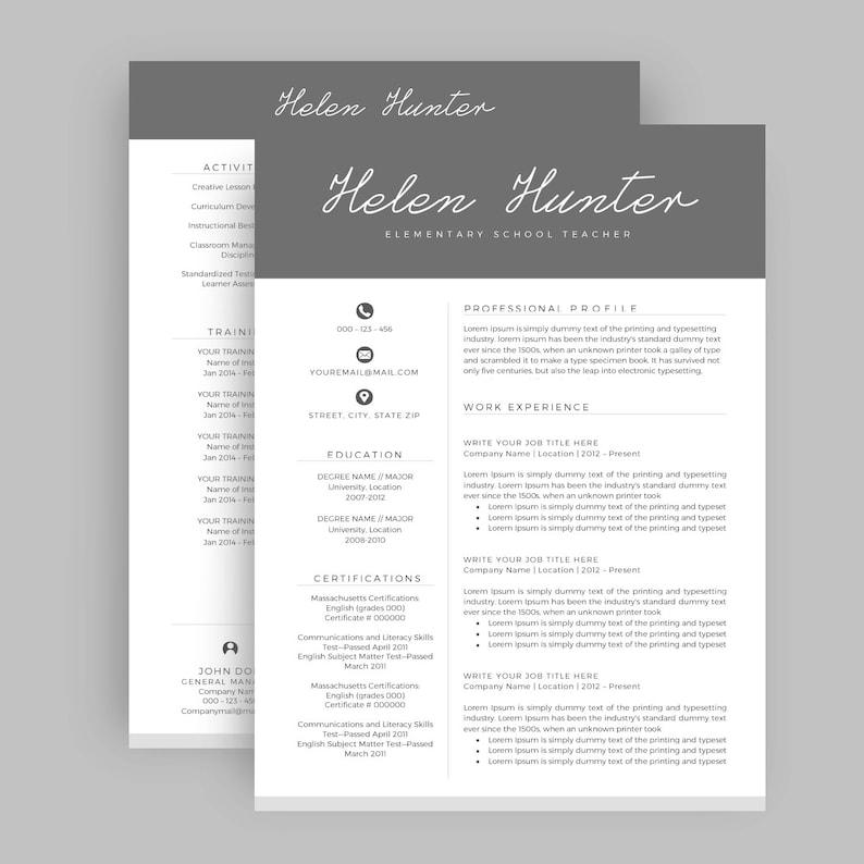 cv templates for pages