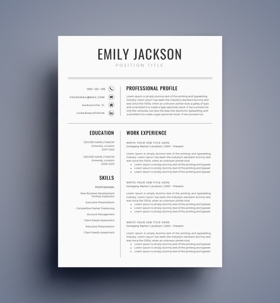 Wonderlijk Resume Template / CV Template for MS Word BEST Selling | Etsy NC-01