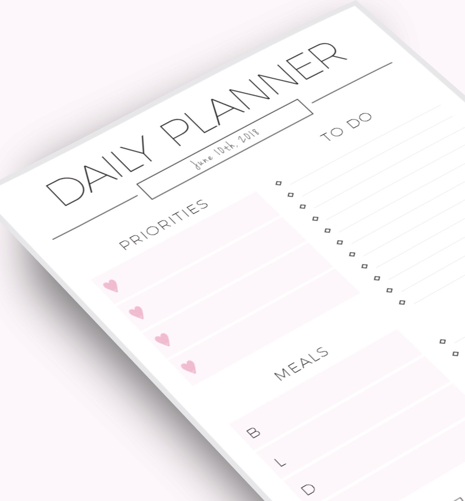 Printable Daily Planner to Do List Personal Day Planner Etsy