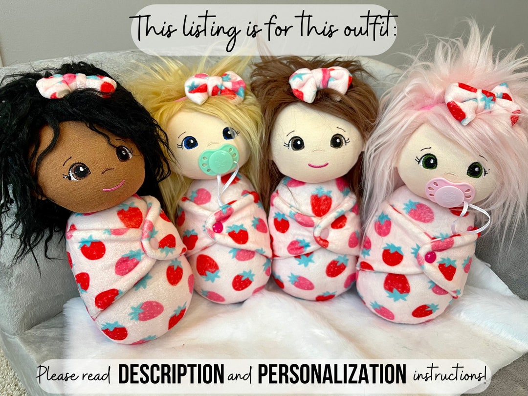 Swaddle Baby Doll STRAWBERRY Print Minky Handmade Waldorf Etsy