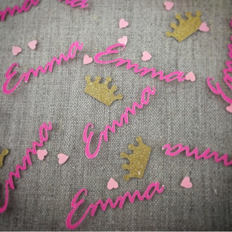 Personalized Name Confetti 100 Pcs Princess Birthday Party Etsy