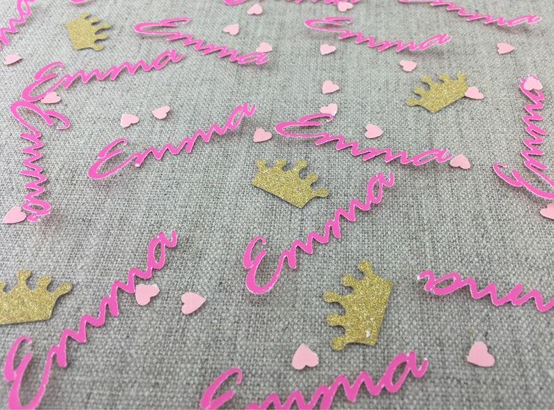 Personalized Name Confetti 100 Pcs Princess Birthday Party Etsy