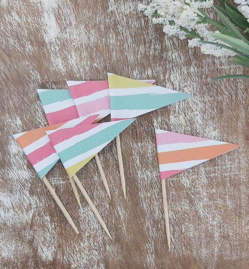 Cupcake Toppers Rainbow Flags Cupcake Flags Birthday Etsy