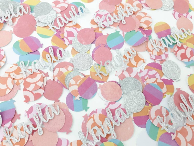 Rainbow Balloon Confetti With Personalized Names Confetti for Etsy