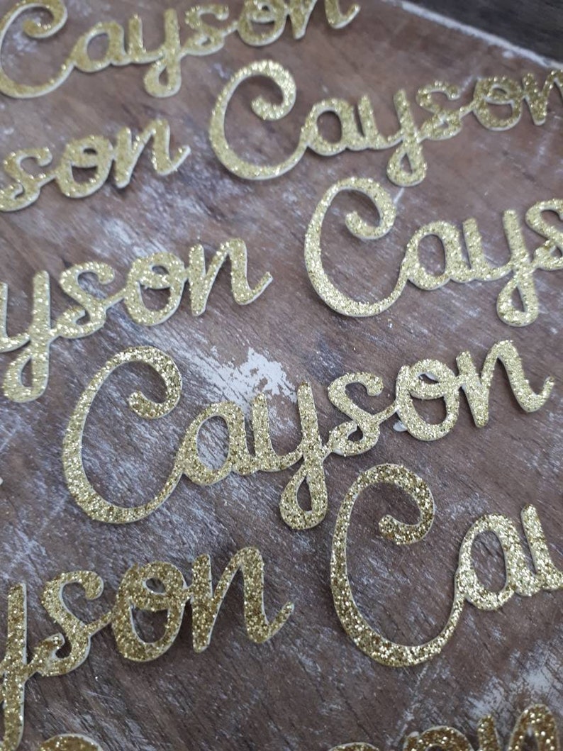 Baby Shower Confetti Gold Name Confetti 10 Glitter Colors Add to Any Confetti Mix Sprinkle on Party Table Party Decorations