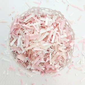 Shredded Paper, Pink Rose Gold Confetti, Baby Shower Decorations, Biodegradable, 8oz, 16oz