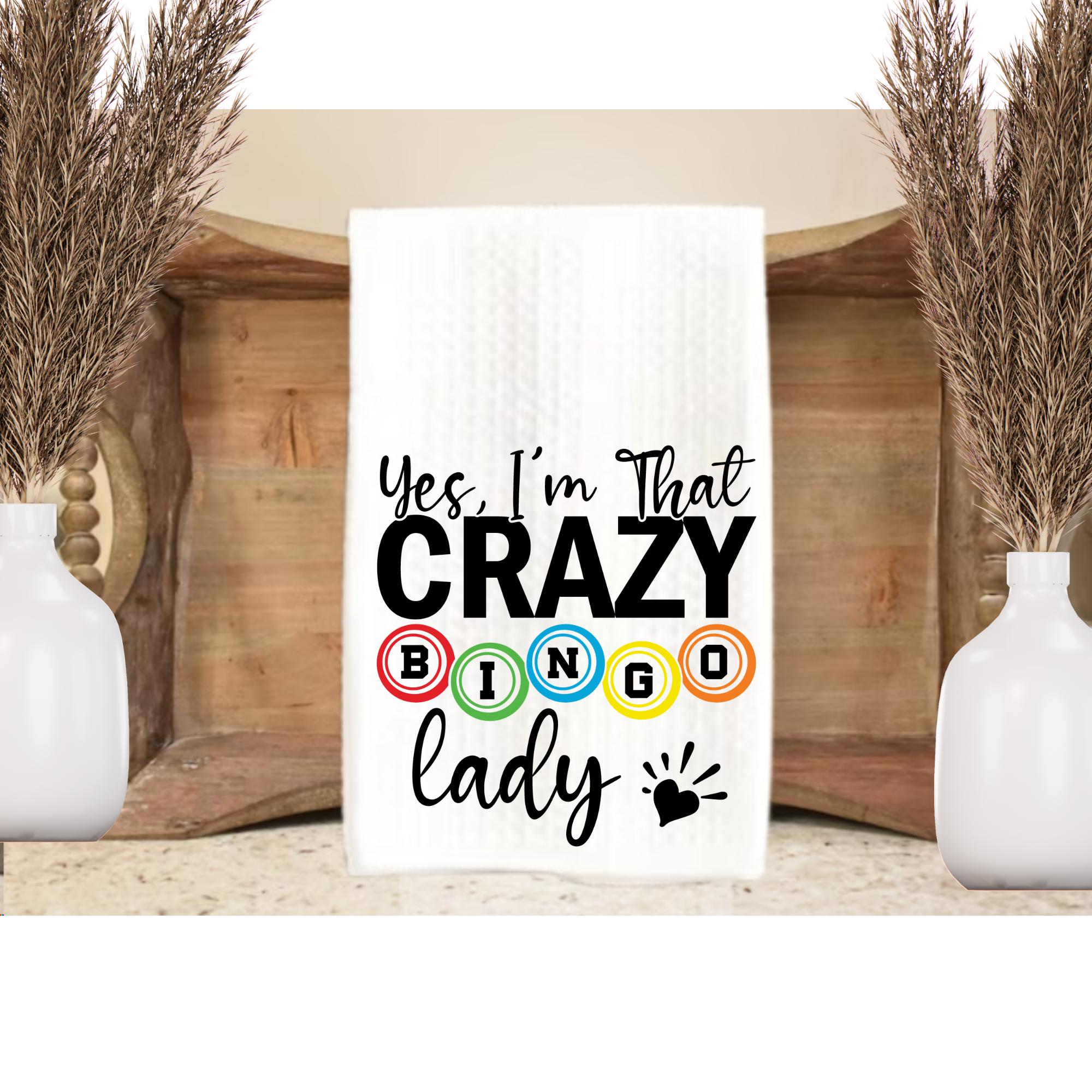 Crazy Bingo Lady 16x24 Waffle Weave Towel, Bingo Lover Gift, Funny 