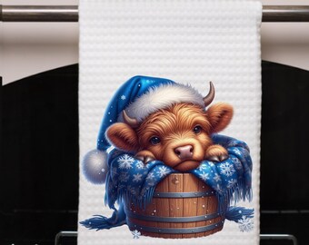 Highland Cow Kitchen Towel Farmhouse Western Decor Cute Cow Dish Towel Rustic Country Gift for Cow Lover Housewarming Gift