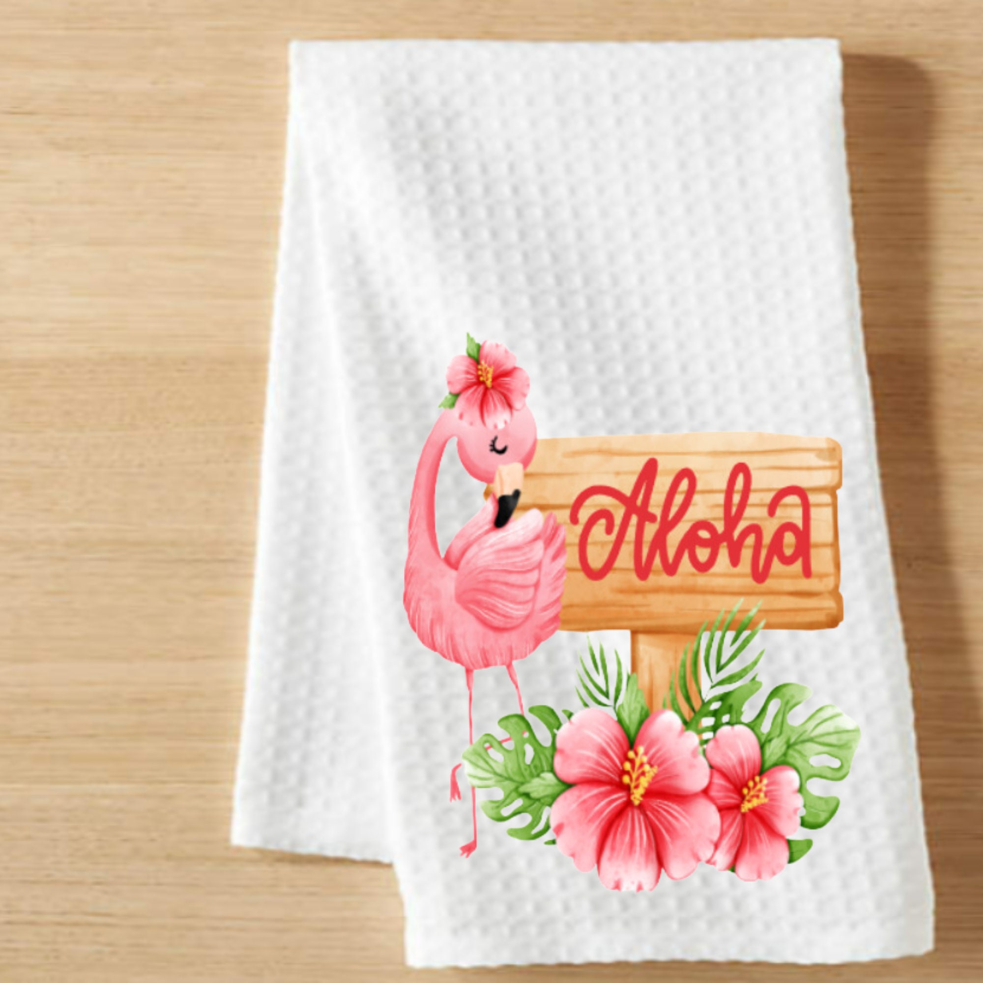 Beach Christmas Kitchen Towels Hawaii Aloha Coastal Dish Towels Waffle Wave  Funny Christmas Towel Set Flour Sack Tea Towels Santa Shells Palm Leaves