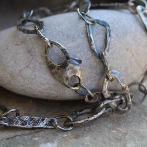 925,primitive necklace,rustic chain,sterling silver necklace,raw,organic,metalwork,artisan jewelry,handmade,links necklace,chain,rugged,big