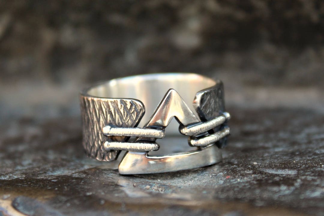 Triangle Men Rings Men's Triangle Silver Ring,sterling Silver 925,symbol Rustic Band ...