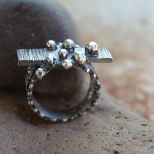 Artisan silver ring,Textured ring,Oxidized silver,Unique ring,Modern silver jewelry,Sterling silver ring,Handmade band,Design band ring,925