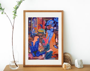 Gin & Tarot – Slow Love Black Queer Trans Art Poster, Colorful Feminist Sex-Positive Print