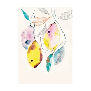 LEMONS art print watercolor illustration image 1