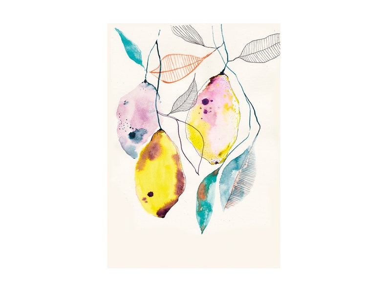 LEMONS art print watercolor illustration image 1