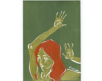 Invisible Wall – Original Queer Feminist Art – Sensual Empowerment Drawing – A5 Mixed Media Original
