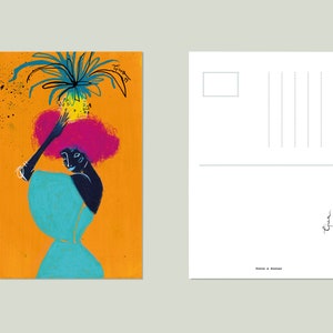 Cartolina Stampa Arte Illustrazione - Donna e ananas