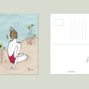 Cartolina Stampa Arte Illustrazione -  Vintage Beach II