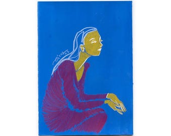 Slow Dreams – Original Queer Feminist Art – Waiting Woman – A5 Mixed Media Drawing