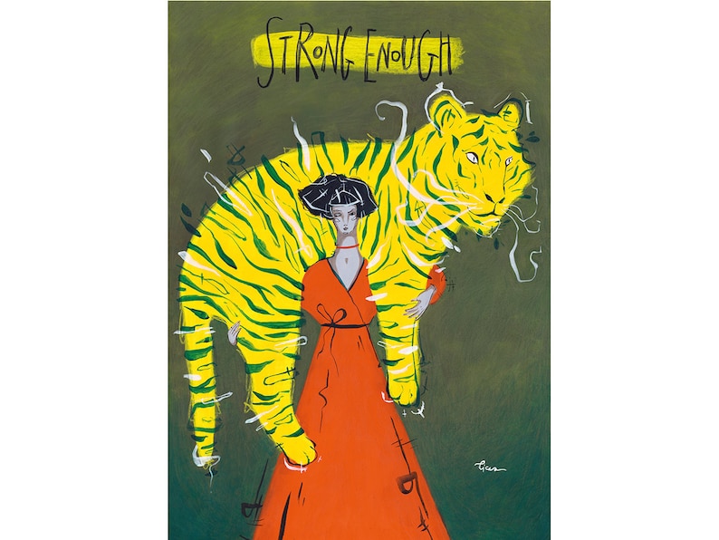 Illustration Poster Art A2 Tiger Woman strong Etsy