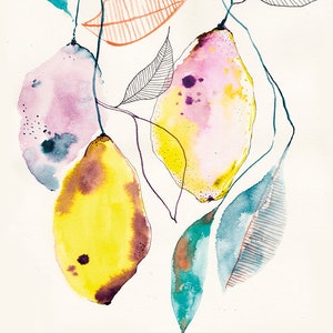 LEMONS art print watercolor illustration image 3