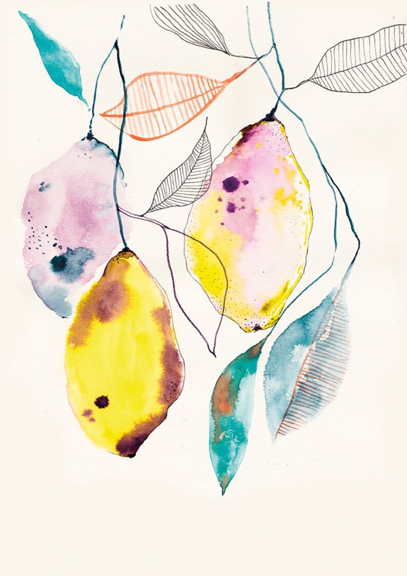 LEMONS art print watercolor illustration image 3