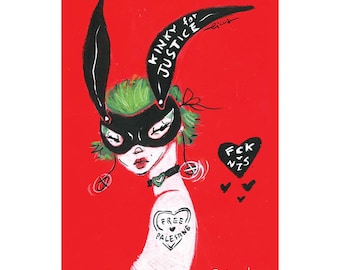 Rebel Bunny – Break the Frame – Queer Political Art Print | Slow Love as Resistance